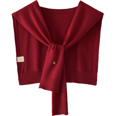 春秋安哥拉红色披肩女外搭配裙子