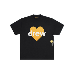 DREW BIEBER笑脸爱心字母美式潮牌男女款夏季纯棉宽松百搭短袖T恤