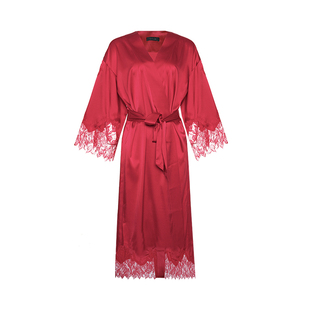 LACLOVER兰卡文挚爱卡罗拉真丝奢华性感睡袍新娘红色LC48TK1