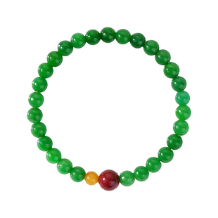 山川心语翡翠手串玉髓珠子手链阳绿色干青玉石碧玉帝王绿串珠手链