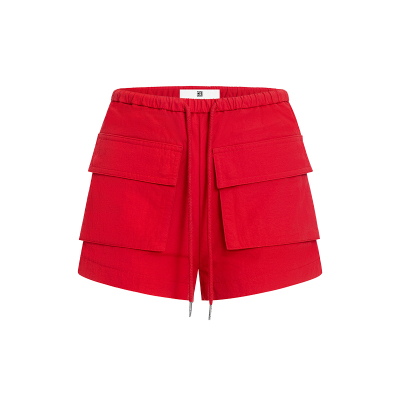 CalledBack抽绳红色短裤