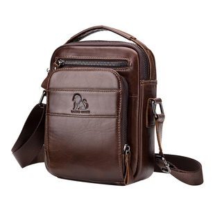 男式真皮小包男士单肩包男款斜挎包复古皮包男休闲包包纯牛皮背包