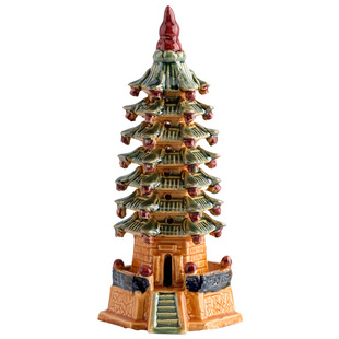 陶瓷摆件宝塔假山盆景配件模型六角塔古塔多肉微景观造景室内配饰