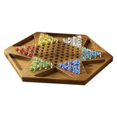 跳棋玻璃珠子儿童益智木质棋盘