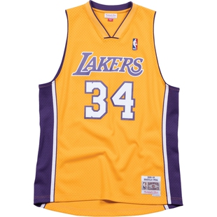 NBA官方正品MITCHELL&NESS湖人奥尼尔Swingman复古球衣篮球服