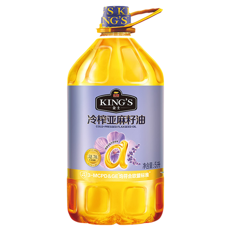 【直播间推荐】金龙鱼金士KING'S 冷榨亚麻籽油5L赠同款400ml