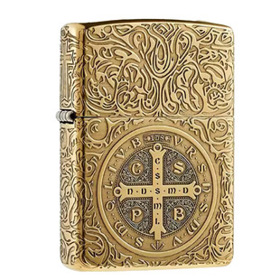zippo打火机经典原装正品蚊版黄铜盔甲康斯坦丁竹盒装煤油防风