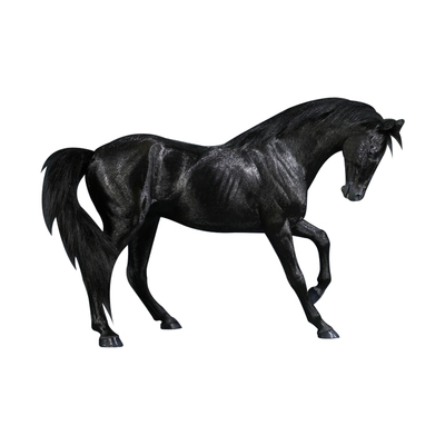 汗血马模型 仿真动物黑马周边手办高端树脂雕像摆件配1/6兵人偶