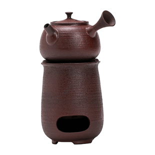 中式复古煮茶壶套装粗陶朱泥茶炉单壶侧把壶家用碳炉酒精炉泡茶壶