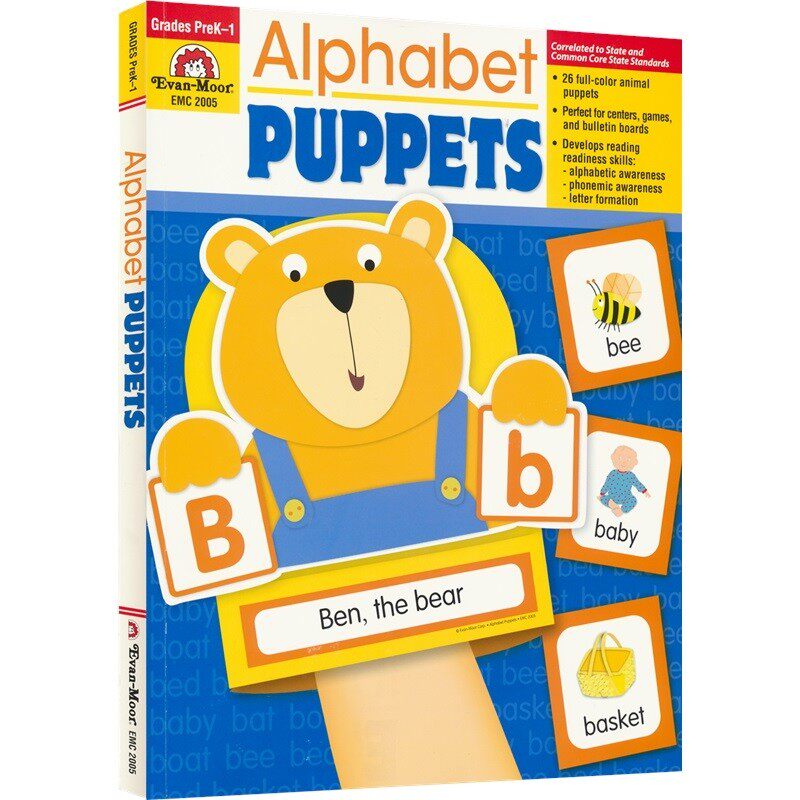 Evan-Moor Alphabet Puppets美国加州教辅  字母活动手册 DIY手册 课外教辅 英文早教启蒙 幼儿园至一年级 英文原版进口书