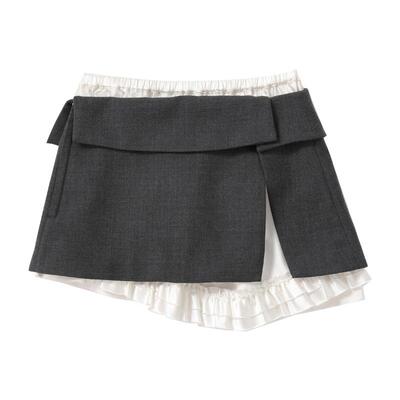 【MARCHEN】蕾虎气质简约高级泡芙短裙甜酷双层半身裙装女