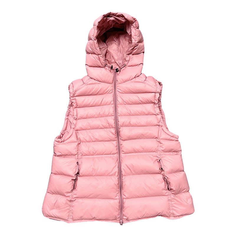 秋冬韩系纯色无袖连帽羽绒服外套女款时尚保暖显瘦收腰马甲女士
