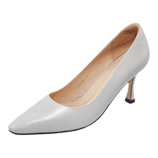 哈森秋季商场新款法式纯色细高跟单鞋女浅口工作鞋HL226015