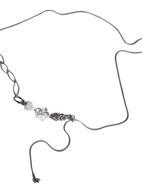 日韩系ins风复古镂空花朵爱心几何抽拉调节蛇骨长项链小众y2k甜酷