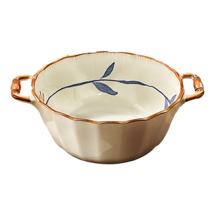 日式双耳汤碗家用2025新款釉下彩陶瓷大碗汤面碗汤盆大号吃泡面碗