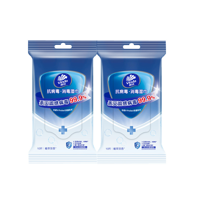 维达抗病毒消毒湿巾10片手口用