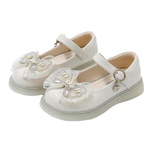 teenmix2025女童小皮鞋秋冬季新款加绒小女孩白色软底宝宝公主鞋