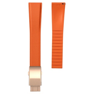 FKM氟橡胶防水手表带适配欧米茄劳力士卡地亚西铁城精工折叠扣男