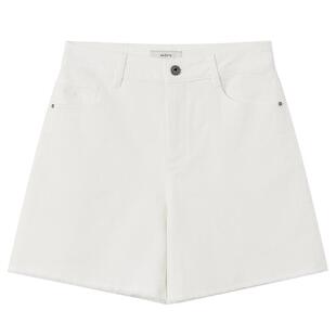 Hazzys哈吉斯休闲牛仔短裤女夏季白色时尚运动复古舒适通勤裤子