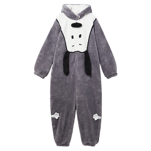 yso【史努比联名】睡衣女秋冬卡通可爱小狗珊瑚绒加厚连体睡衣D