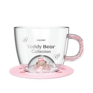 sohome泰迪珍藏晶钻玻璃杯茶咖啡饮料早餐微波炉加热女王节送礼