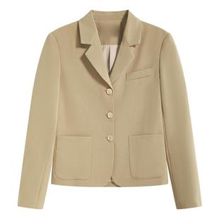达佳诗卡其色西装外套女春秋大学生面试套装短款学院风西服职业装