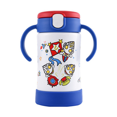 Richell保温杯不锈钢300ml吸管杯