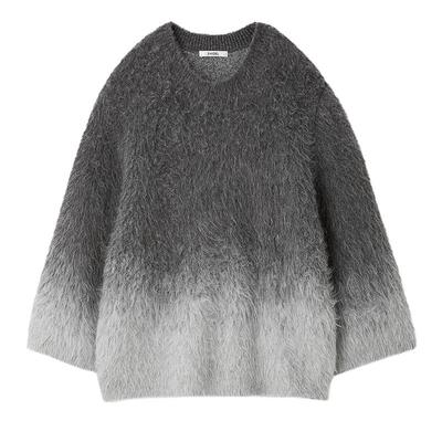 SNIDEL圆领渐变毛绒感针织连衣裙