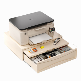 爱惠普打印机置物架办公室台面多功能分层收纳柜带抽屉电脑增高架
