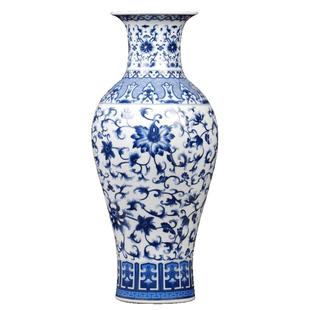 青花瓷花瓶摆件客厅插花仿古小装饰工艺品景德镇陶瓷器新中式花器