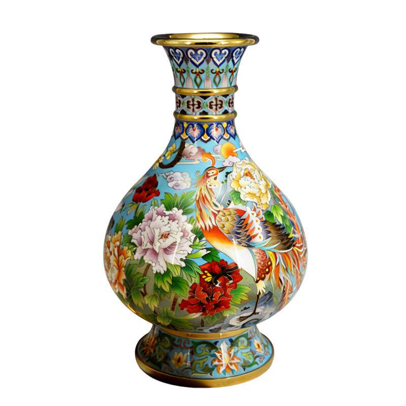 铜胎掐丝珐琅景泰蓝花瓶大师作品