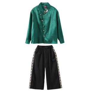 儿童中国风街舞演出服男女童国潮唐装嘻哈hiphop古风舞蹈演出服装