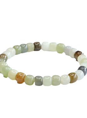 天然和田玉手串多宝糖玉晴水老型珠手链女士款民族风时尚个性饰品