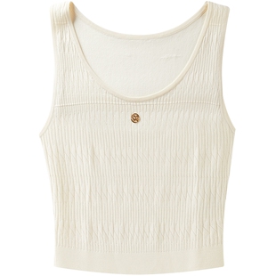 太平鸟miu系时髦知识分子针织线背心秋装装吊带上衣女U领内搭