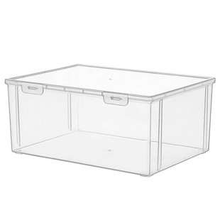 大容量透明便签翻盖收纳盒简约文具马克笔桌面带盖整理杂物归纳盒