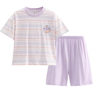芬腾服饰女童条纹家居服夏季可外穿儿童纯棉短袖A类透气睡衣套装