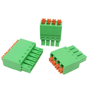 15EDGKN-3.5/3.81mm超薄弹簧按压插拔接线端子插头绿色免螺丝快速