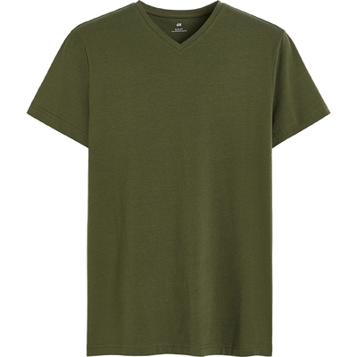 HM男装女装T恤冬季内搭正肩V领上衣棉质短袖打底衫衣服0570003