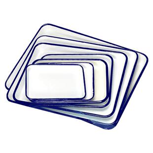 长方形带盖搪瓷托盘熟食可加热加厚加深白色瓷搪盘化工实验室用耐酸碱腐蚀调色平底消毒盘灭菌瓷铁盆厂家直销