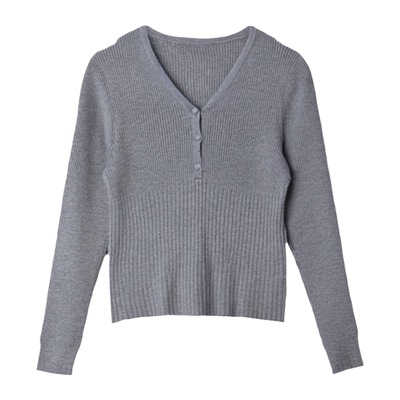 大码打底衫V领内搭针织毛衣低领