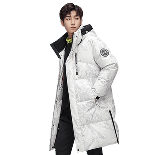 鸭鸭羽绒服男款中长款连帽2025年秋冬反季青年潮流加厚保暖外套C