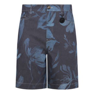 Ruco Line如卡莱 春夏新款男短裤休闲裤植物印花直筒裤西裤