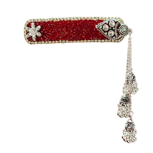 红色新年流苏铃铛发夹女2026新款高端新中式民族风侧边刘海夹头饰