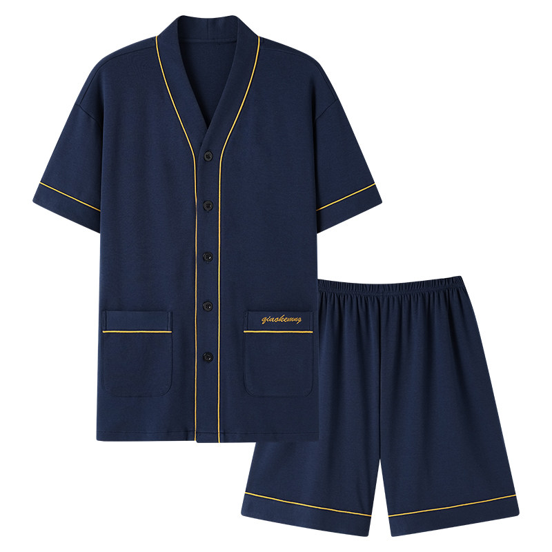 睡衣套装男士夏季和服式开衫短袖