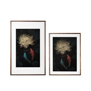 铜师傅 手工錾刻 铜雕画《福运锦鲤》客厅玄关沙发背景墙装饰画