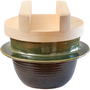 小葵川町屋 日本独步炎藤井博文手作木盖亮釉绿釉羽釜土锅饭釜锅