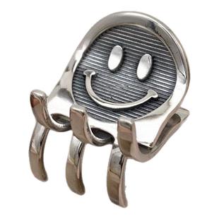 S925纯银发夹女笑脸抓夹发饰复古ins小众设计气质风鲨鱼夹名媛风