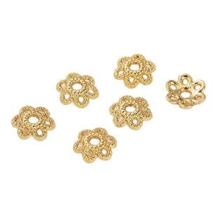 14K包金梅花形花托镂空花帽珠托手链项链隔珠片diy手工饰品配件
