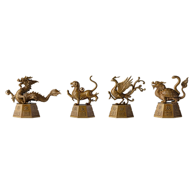 铜师傅青龙白虎朱雀玄武青铜摆件