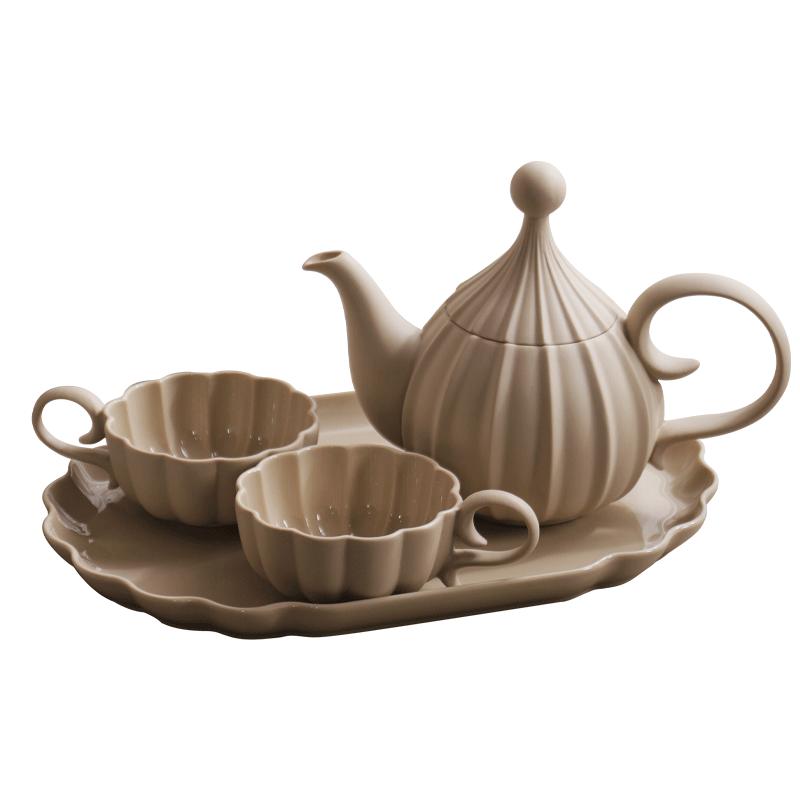 艺泽园法式奶油风陶瓷南瓜茶具